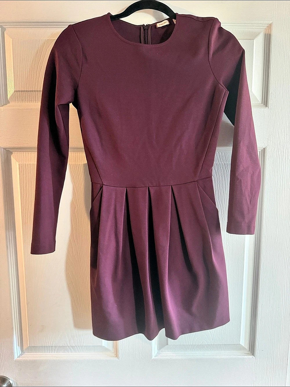 Sunday Best Yale Dress Pleated Long Sleeve Mini Dress Purple Size 0